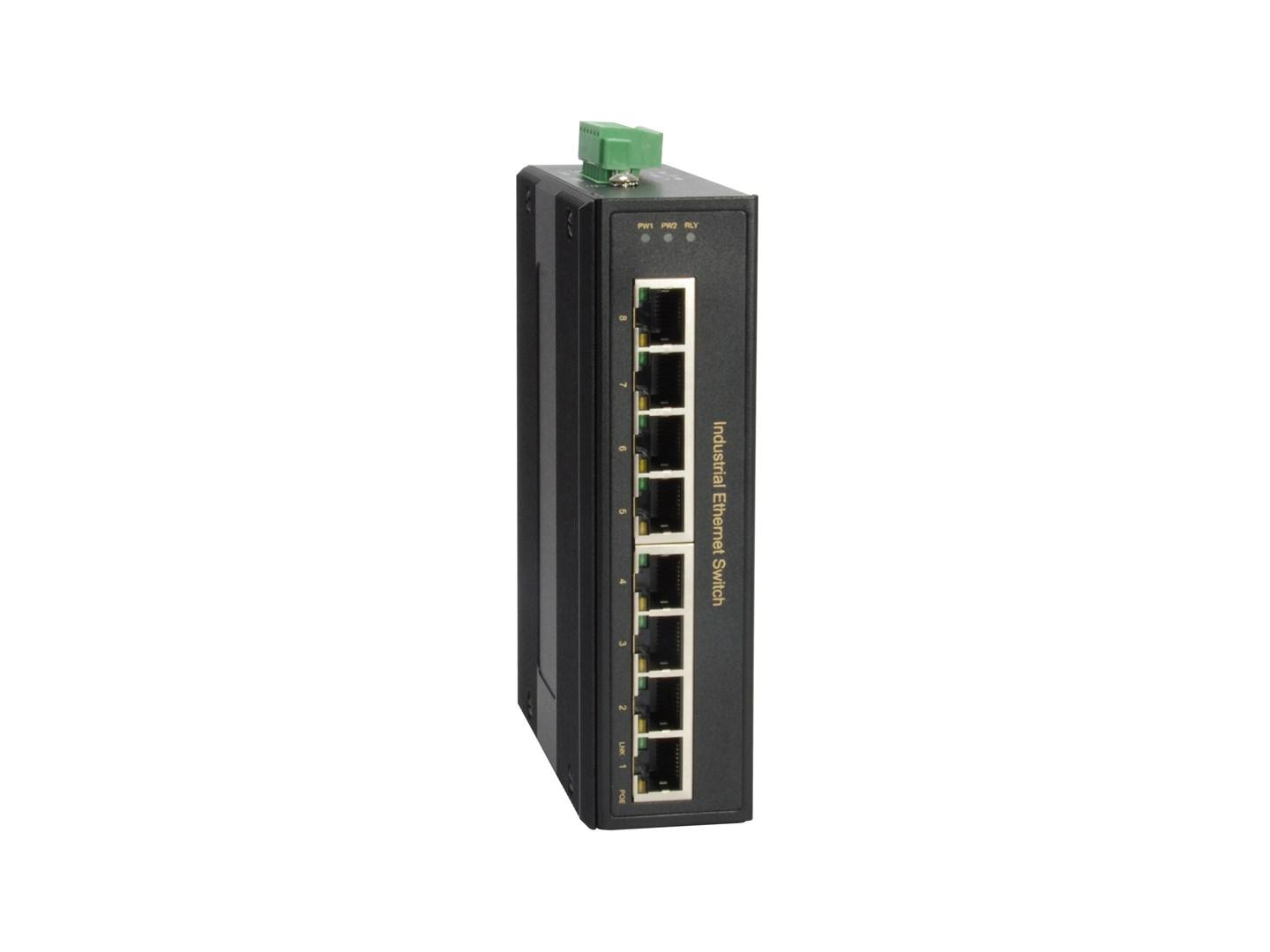 LevelOne 8-port Gigabit PoE industri-switch - 200 W, -40 til 75 °C billede