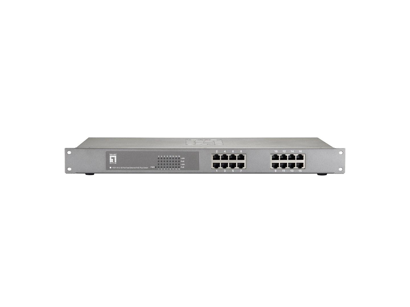 LevelOne FEP-1612W120 - 16-port Fast Ethernet PoE+ switch, 120 W billede