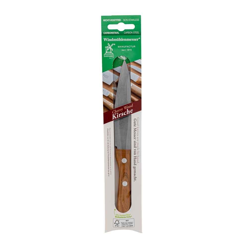 Petty-kniv i kulstofstål, 130 mm - kirsebærtræskaft