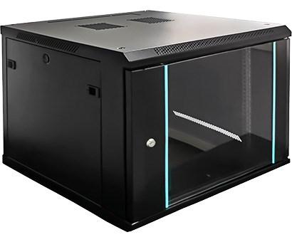 Vægmonteret rackskab 19" - 9U, 600 mm, blå detaljer (EPRADO-R19-9U/600-BLUE)