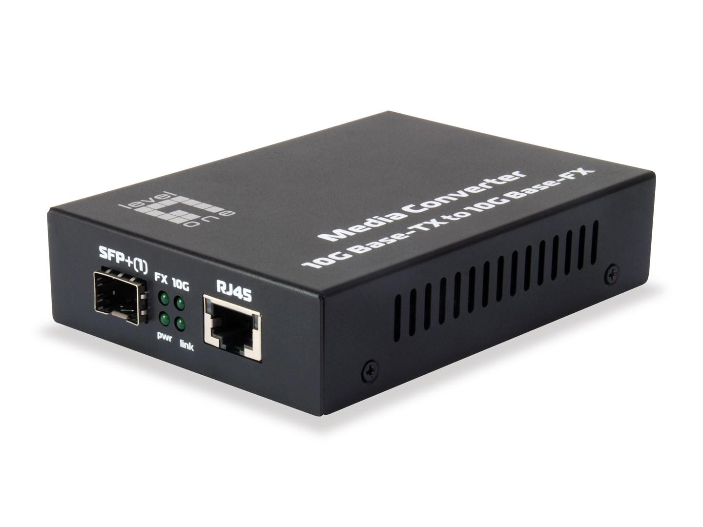 LevelOne GVT-0500 mediekonverter - 10G SFP+ til 10GBase‑T, sort billede