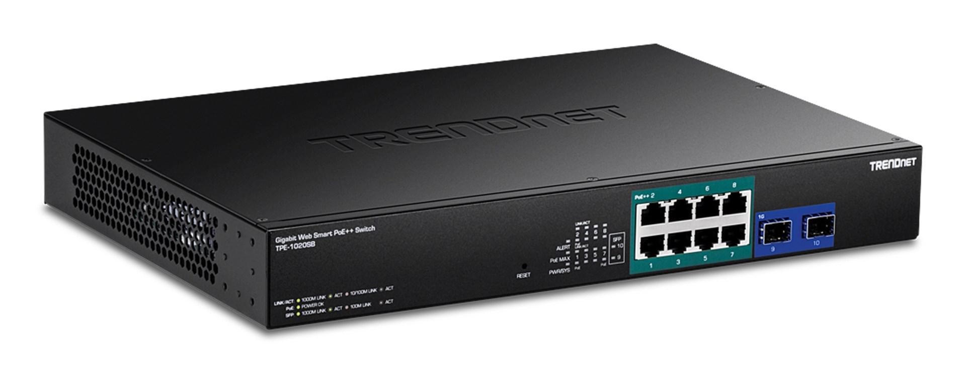 TRENDnet TPE-1020SB gigabit switch 8x PoE++ + 2x SFP - 1U, unmanaged billede