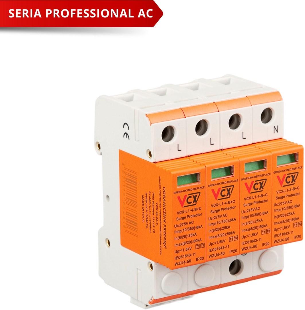 Overspændingsafleder klasse B+C 4-polet (T1/T2) 6 kA - VCX Professional