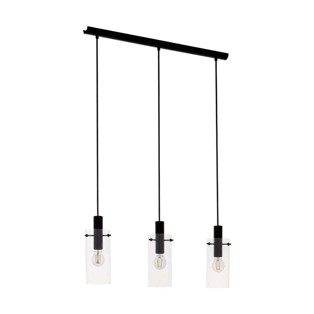 EGLO 97367 pendellampe med 3 E27-fatninger - sort/transparent glas