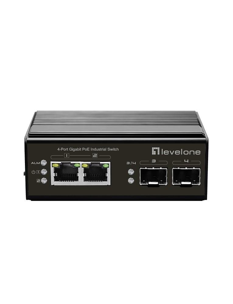 LevelOne IGP-0432 - 4-port industriel Gigabit PoE-switch (uadministreret) - Sort billede
