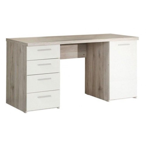 Skrivebord BEAT25 P79 - 145 × 60 cm, hazel med skuffer og skab