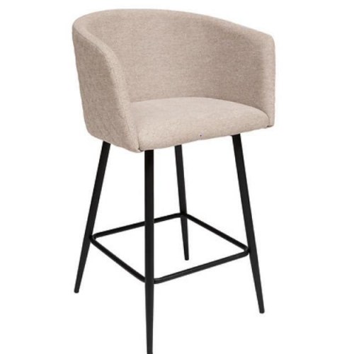 Barstol med armlæn - Marlo, beige polstring og sort stel