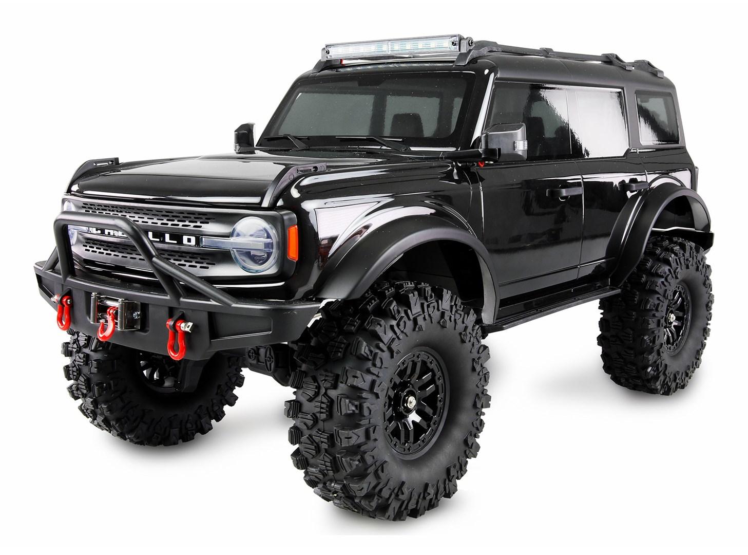 RC rock crawler 1:10 - elektrisk 4WD med lys, sort (ARTR)