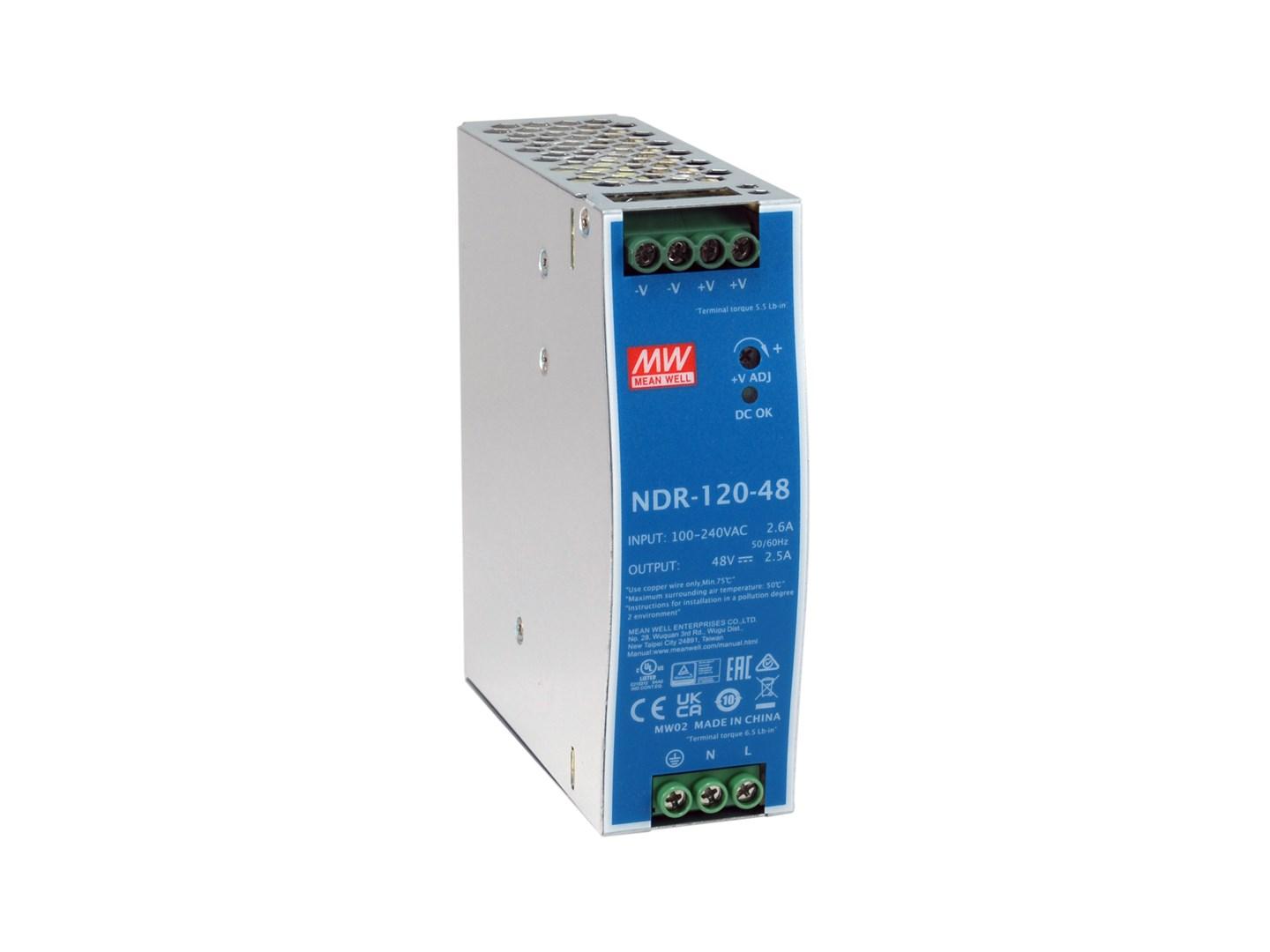 48 V DC industri-strømforsyning, 120 W, DIN-skinne, -20 - +70 °C billede