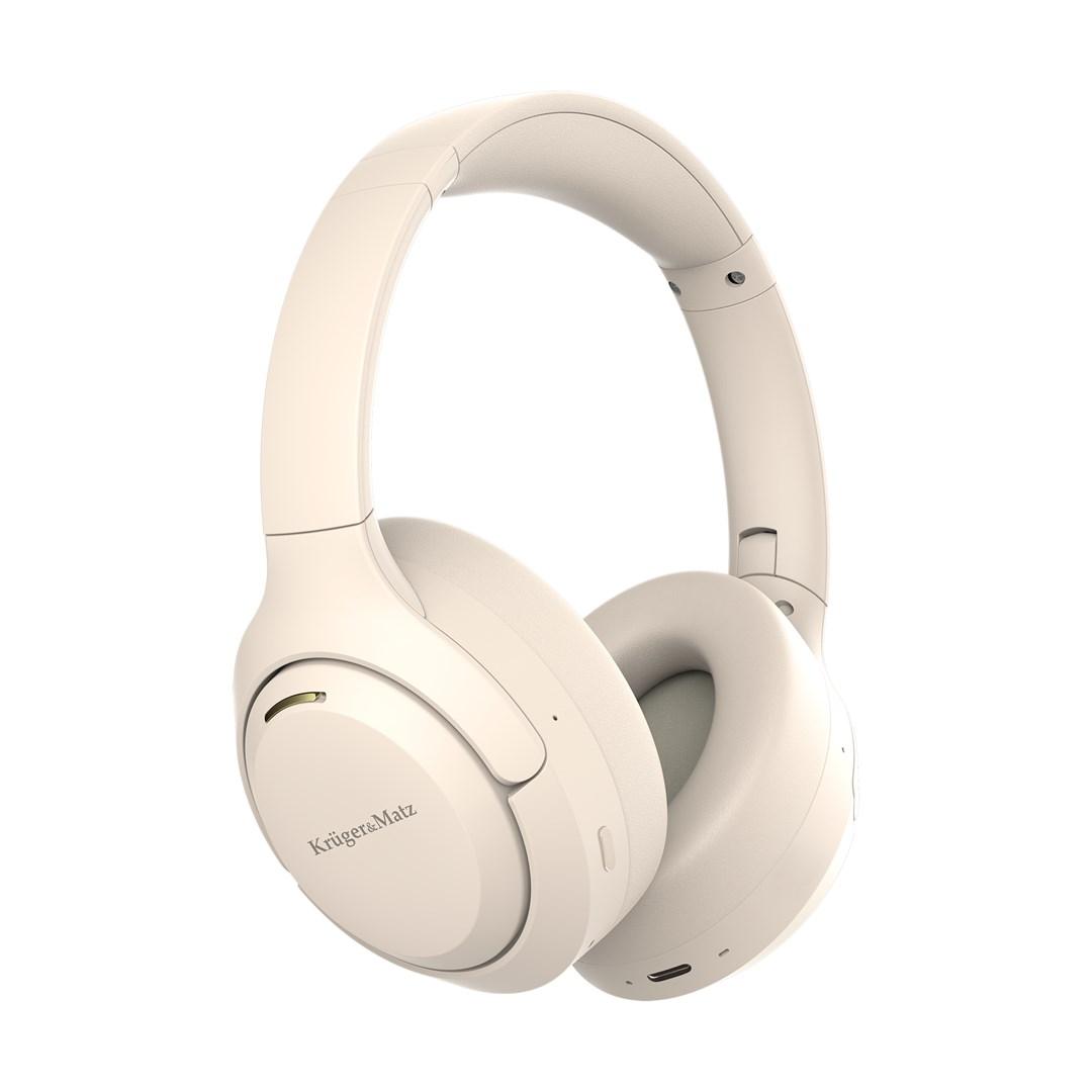 Kruger&Matz F8A trådløse over‑ear høretelefoner med ANC - beige