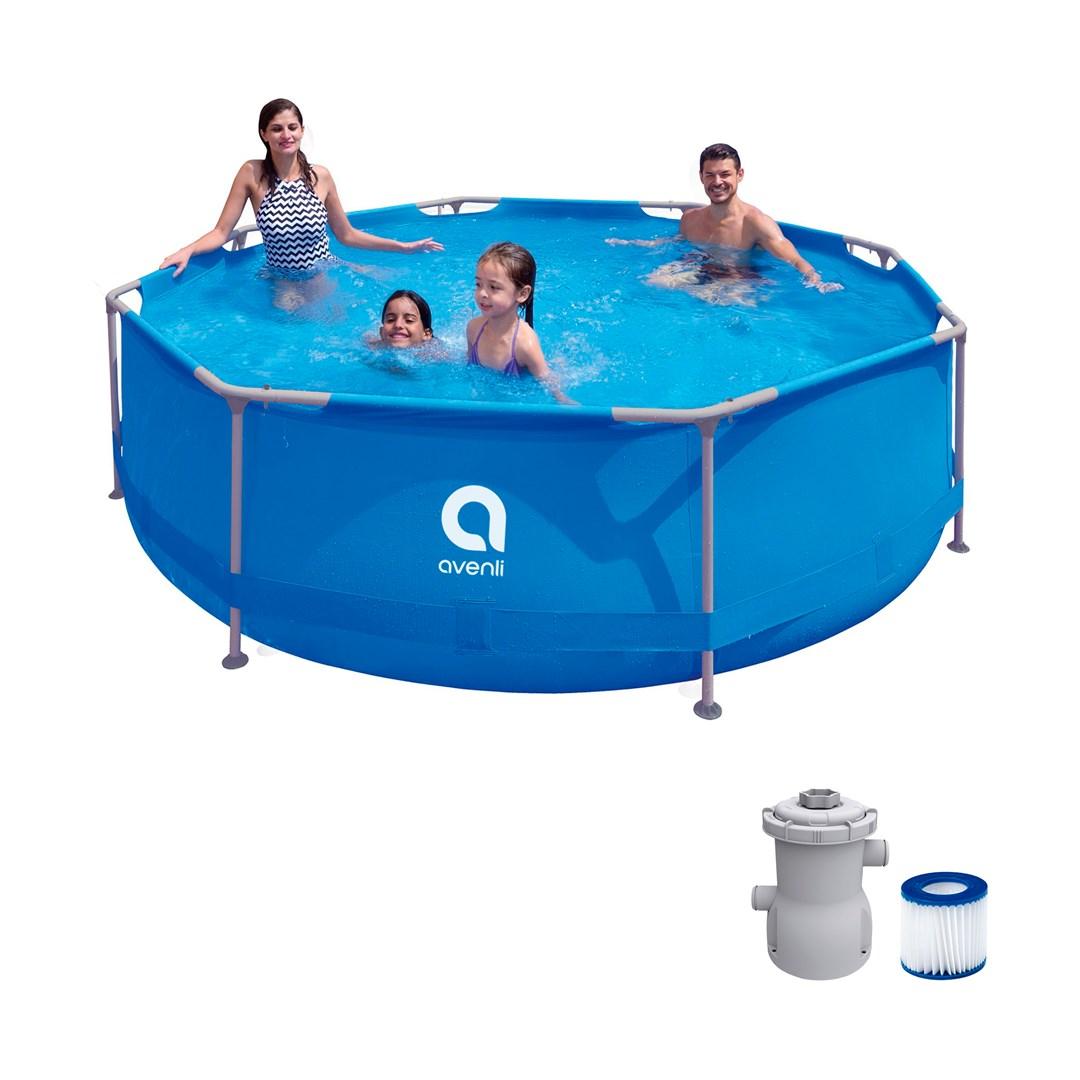 Avenli rund stålramme-pool 305 × 76 cm - sæt med filterpumpe