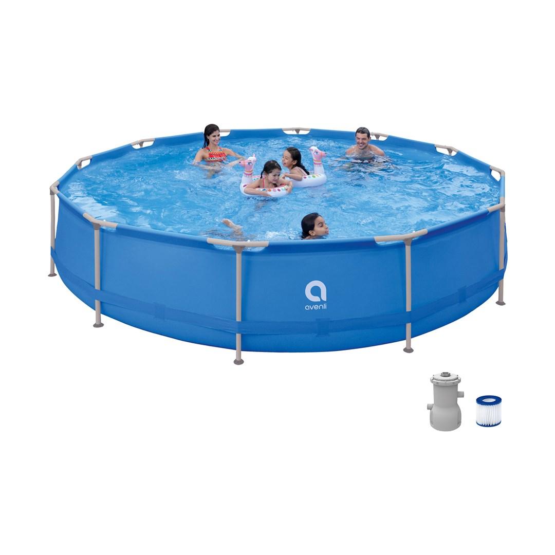 Rund stålramme-pool 427 × 84 cm - sæt med filterpumpe