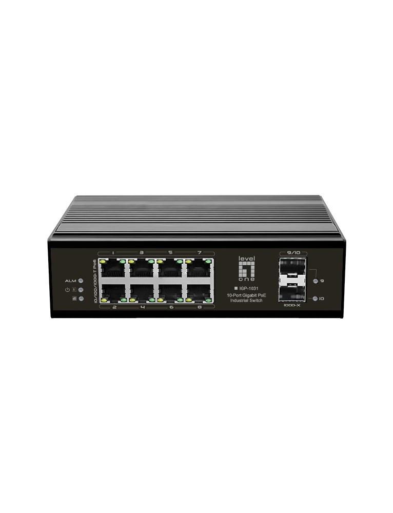 LevelOne IGP-1031 - 10-port Gigabit PoE industri-switch, sort billede