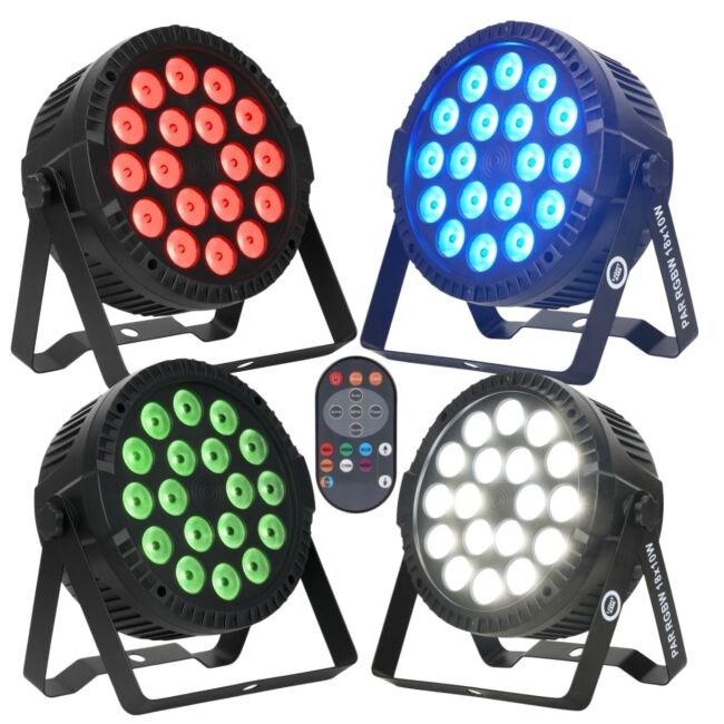 PAR RGBW 18×10 W LED scenelys med fjernbetjening - studiebelysning