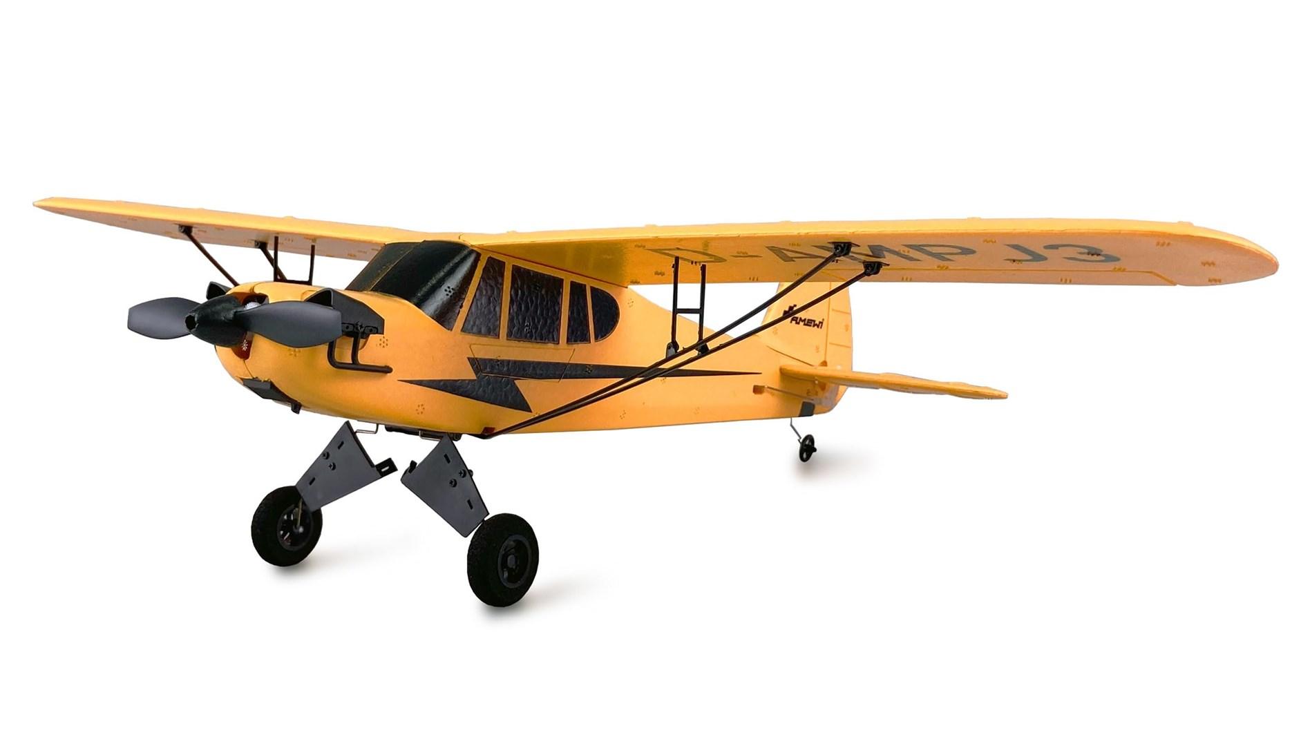 Amewi Piper J3 fjernstyret fly med 3-kanals gyro - gul (RTF) billede