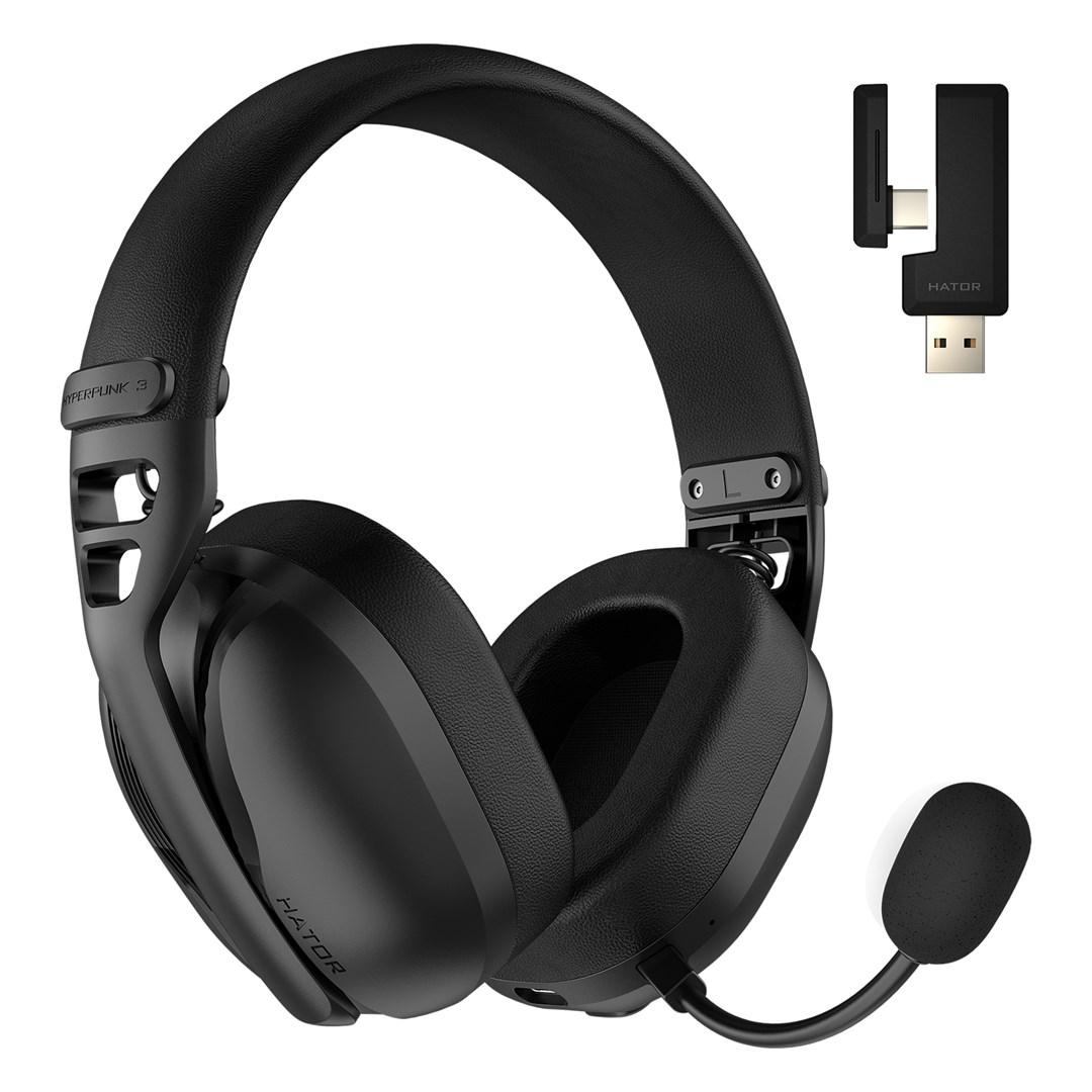 HATOR Hyperpunk 3 trådløst gaming-headset - kablet & trådløs, USB-C/USB-A, Bluetooth, sort billede