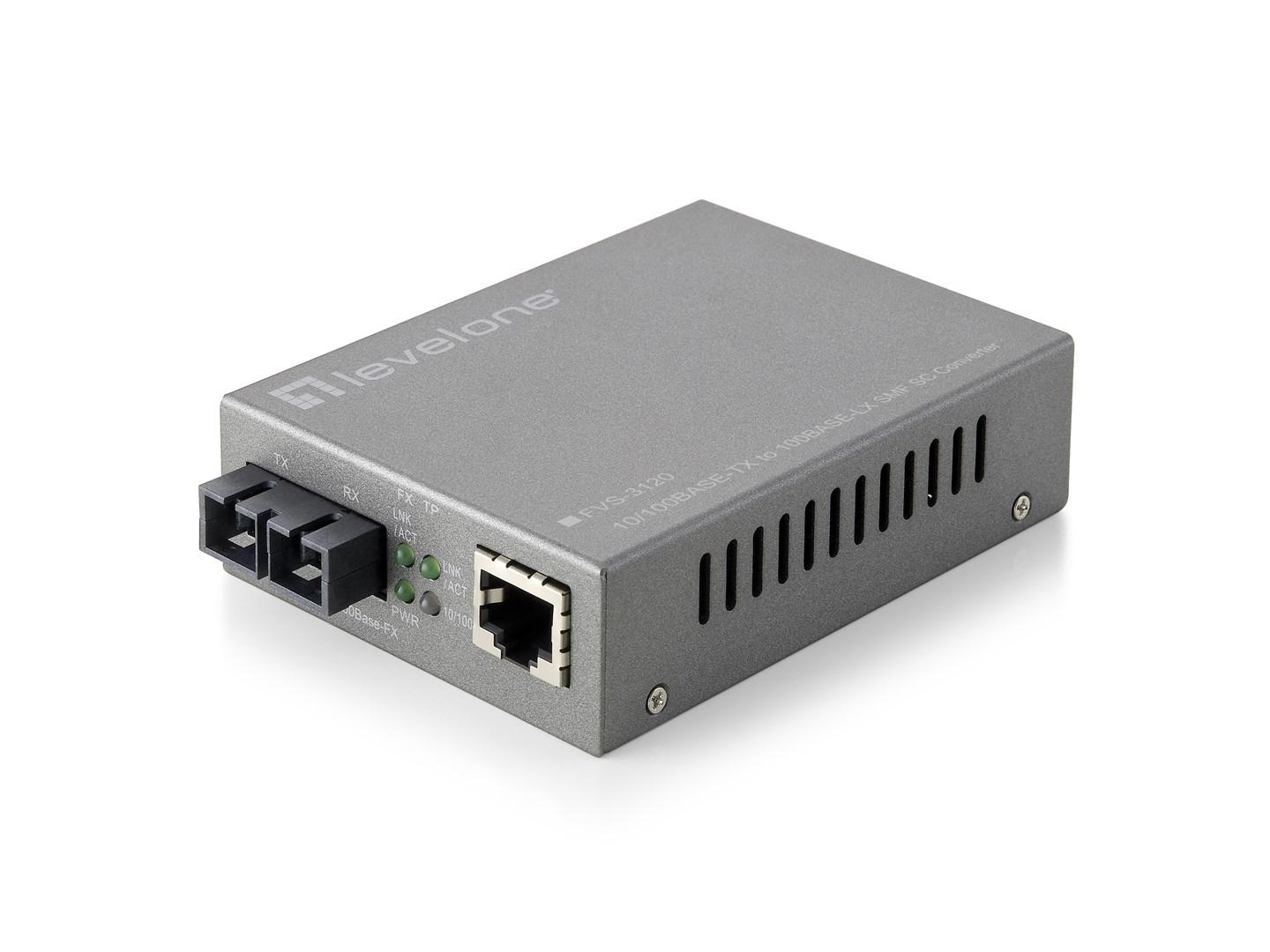 LevelOne RJ45 til SC administreret Fast Ethernet mediekonverter, singlemode fiber, 20 km billede