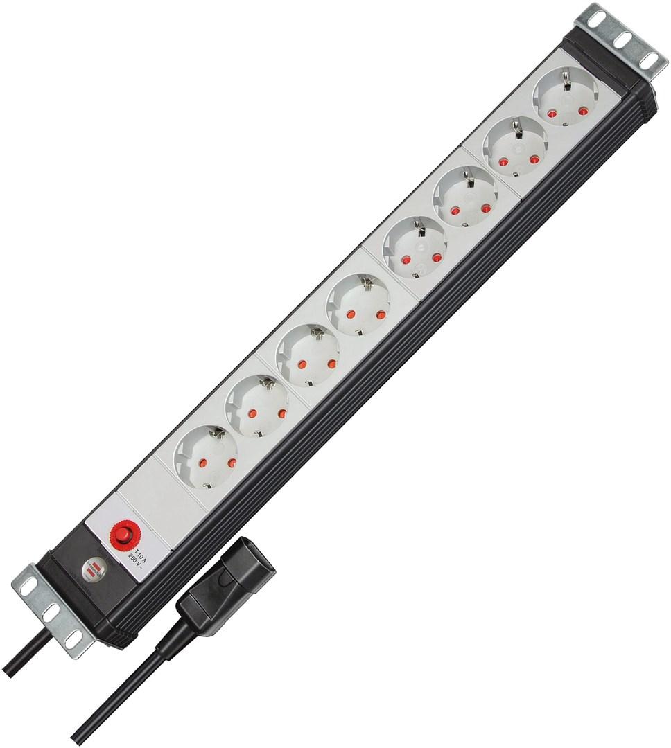 Brennenstuhl Premium-Line 19" Steckdosenleiste [8-fach, Schwarz/Lichtgrau, 3m]
