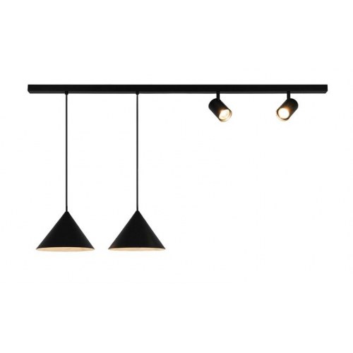 Loftskinne med pendler og spots - 2×E27 + 2×GU10, sort