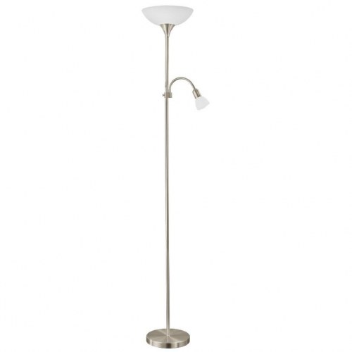 EGLO Up 2 gulvlampe med læsearm - E27/E14, 85 W, hvid/nikkel