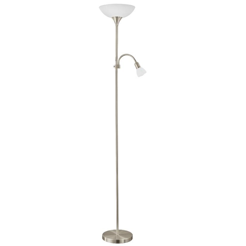EGLO Up 2 gulvlampe med læsearm - E27/E14, 85 W, hvid/nikkel