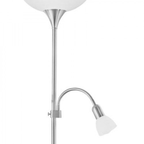 EGLO Up 2 gulvlampe med læsearm - E27/E14, 85 W, hvid/nikkel