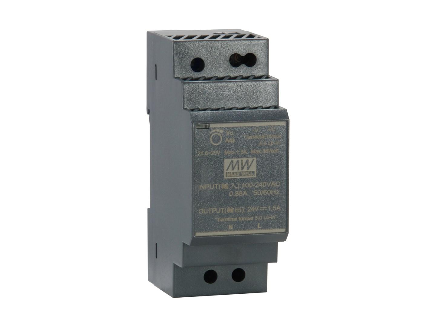 LevelOne 24 V DC industri-strømforsyning, 30 W, DIN-skinne billede