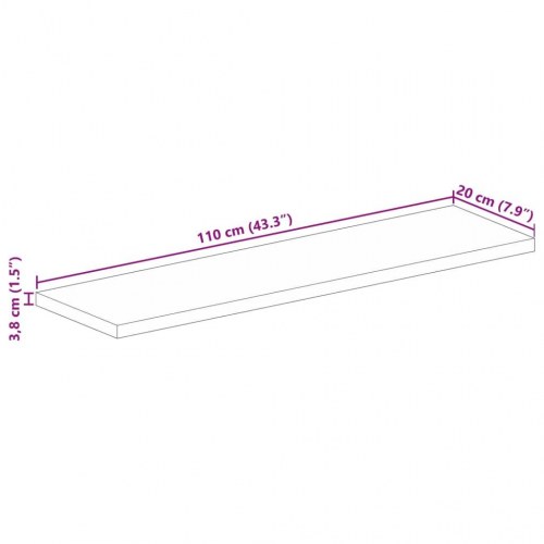 Rektangulær bordplade i massivt mangotræ - 110 x 20 x 3,8 cm
