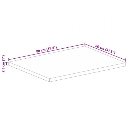 Bordplade i massivt mangotræ 90 x 80 x 2,5 cm