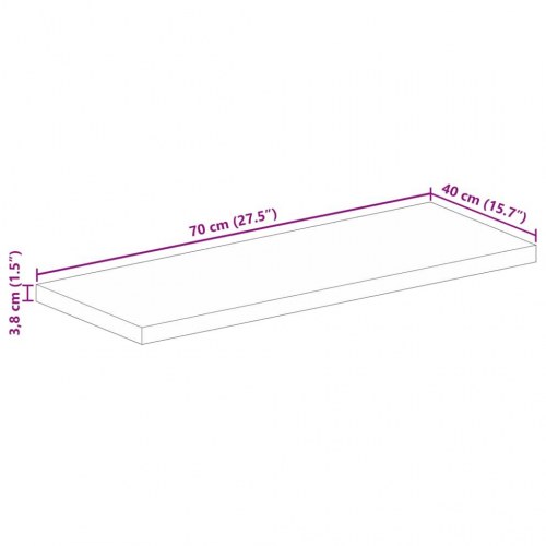 Bordplade 70×40×3,8 cm - rektangulær i massivt genbrugstræ