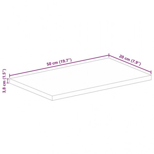 Bordplade 50 × 20 × 3,8 cm - rektangulær i massivt genbrugstræ