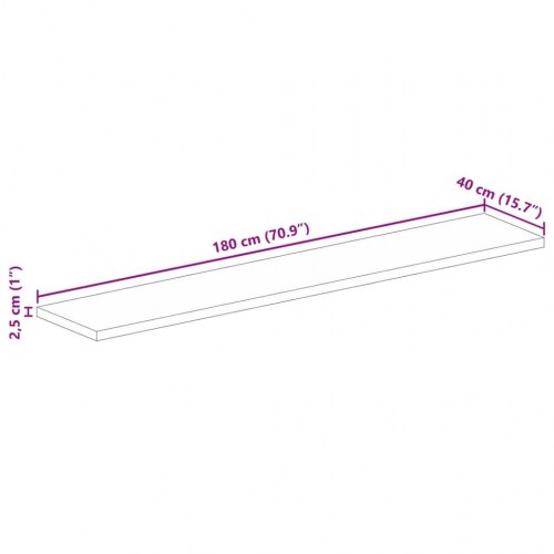 Bordplade 180x40x2,5 cm rektangulær massivt genbrugstræ