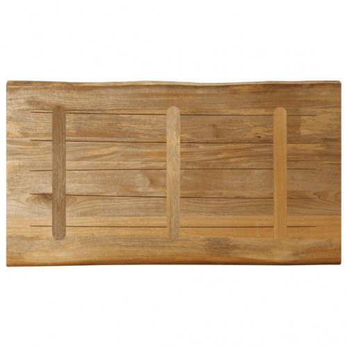 Bordplade i massivt mangotræ med naturlig kant - 120 x 60 x 3,8 cm
