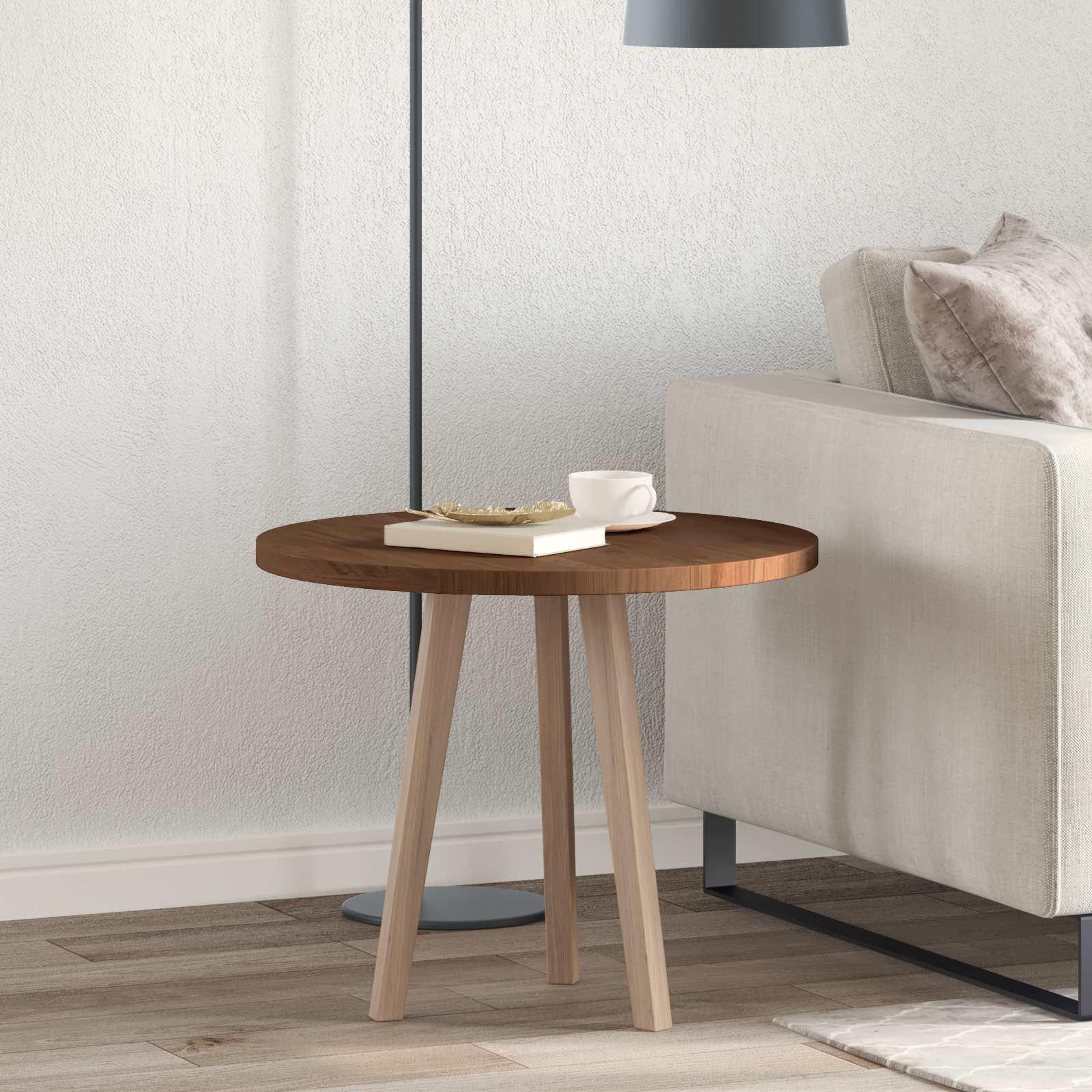 Bordplade Mørkebrun Ø 60 x 2.5 cm Solid egetræ