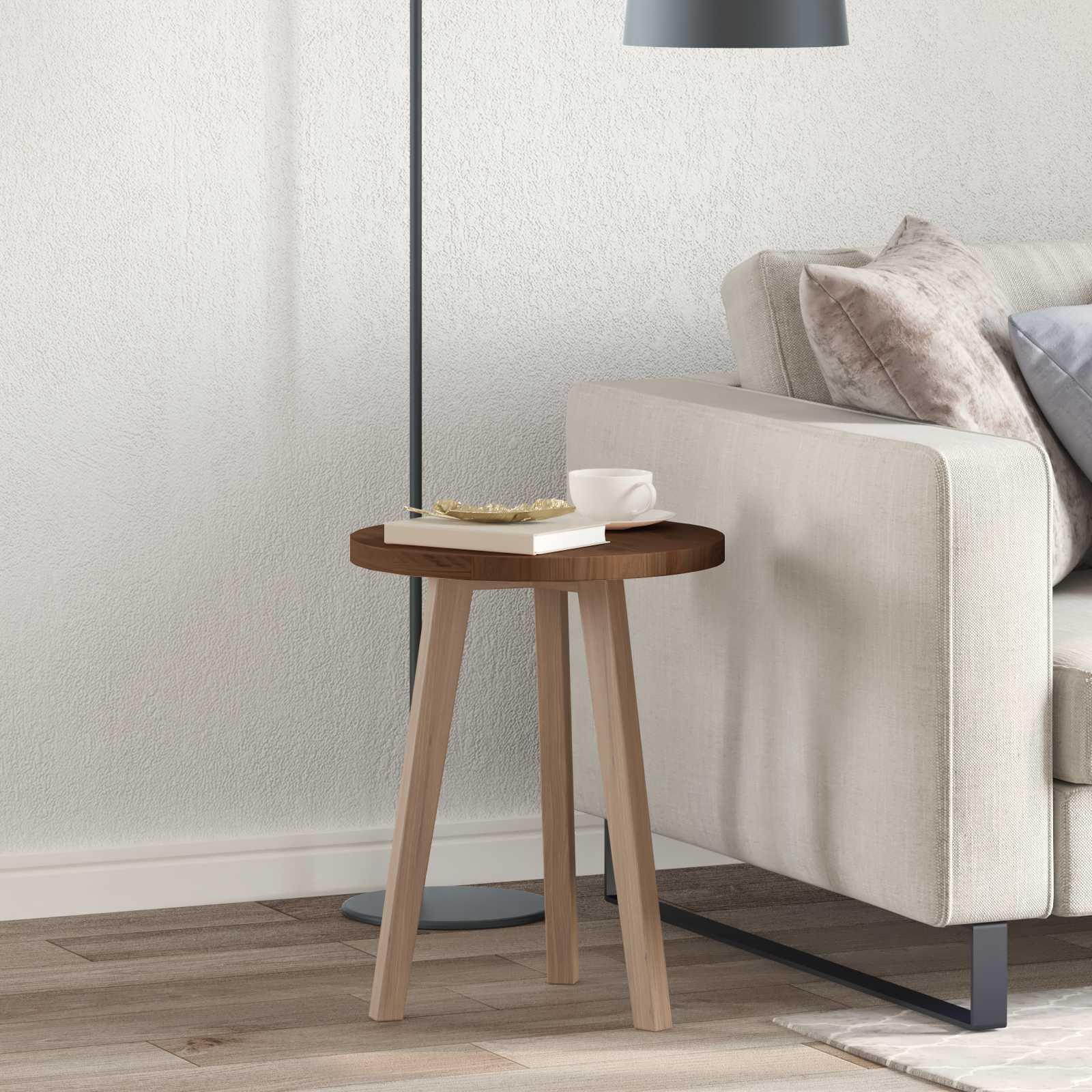 Bordplade Mørkebrun Ø 50 x 2.5 cm Solid egetræ