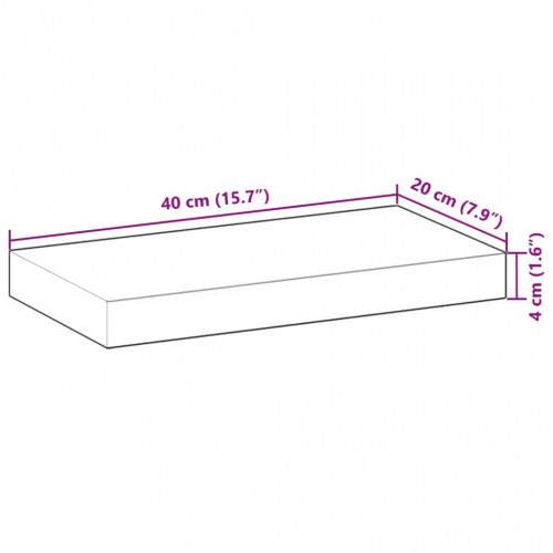 Bordplade i massivt akacietræ 40 x 20 x 4 cm - rektangulær