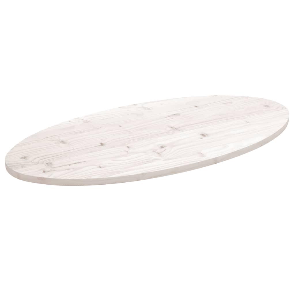 Bordplade Oval Massivt Fyrretræ - Hvid / 100 x 50 x 2.5 cm