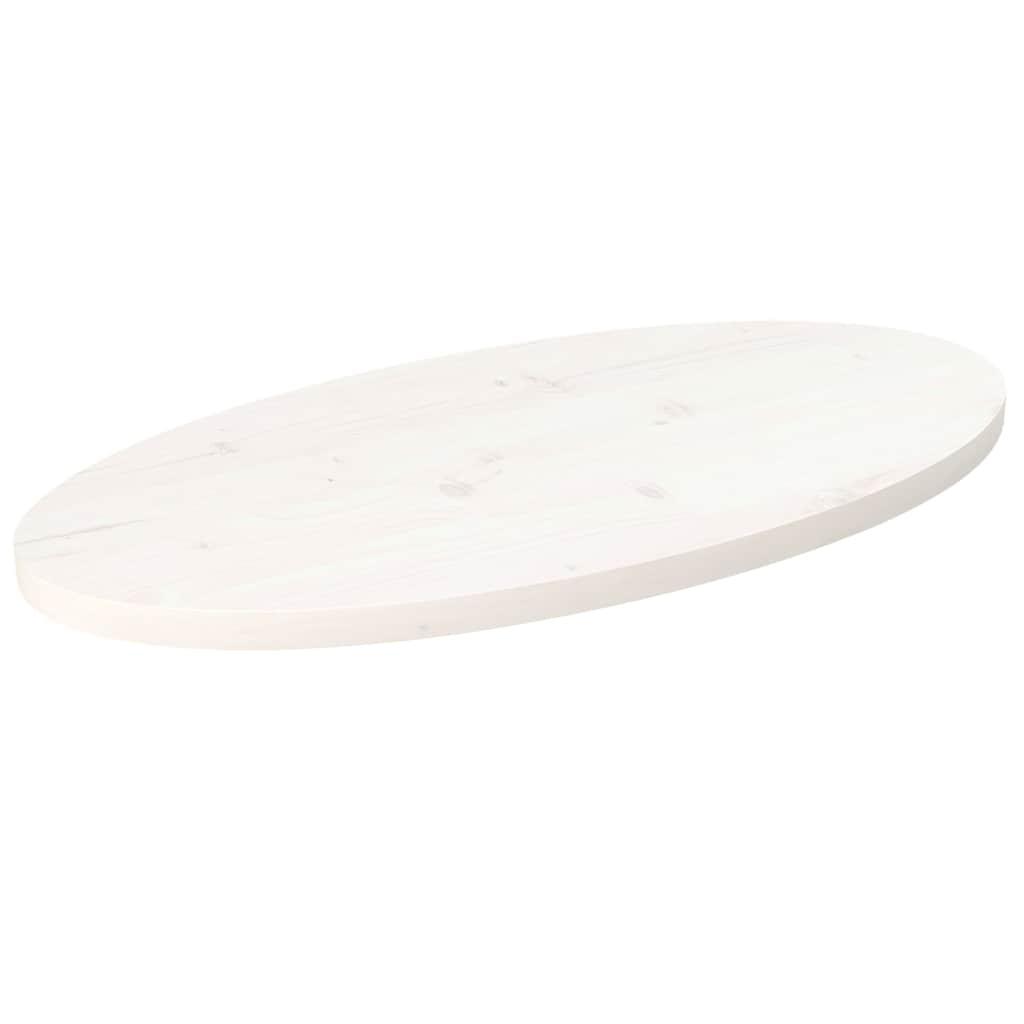 Bordplade Oval Massivt Fyrretræ - Hvid / 70 x 35 x 2.5 cm
