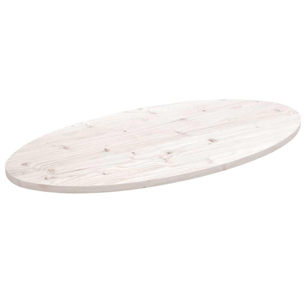 Bordplade Oval Massivt Fyrretræ - Hvid / 90 x 45 x 2.5 cm