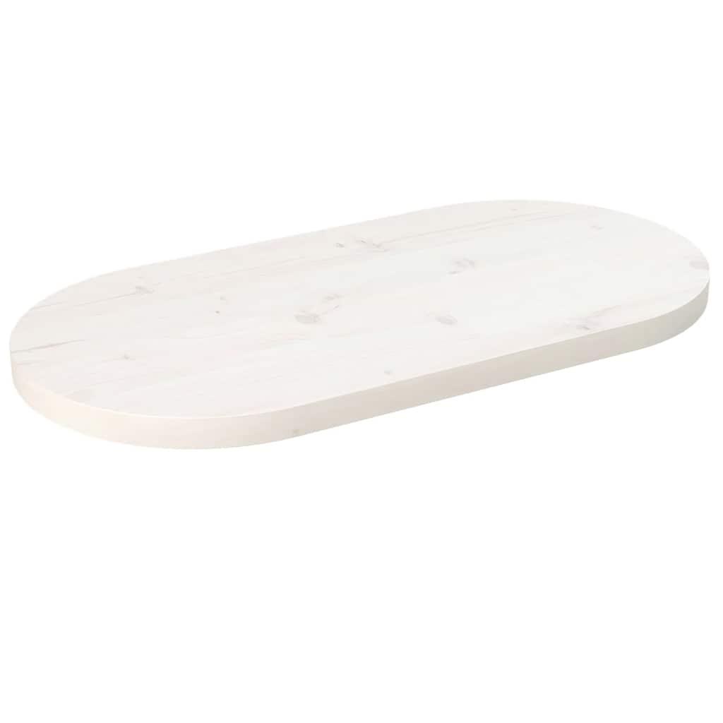 Bordplade 60X30X2,5 Cm Oval Massivt Fyrretræ - Hvid / 70 x 35 x 2.5 cm