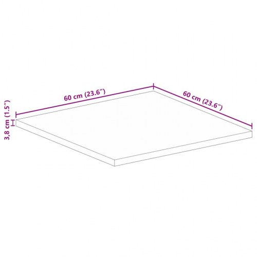 Bordplade 60x60x3,8 cm firkantet massivt ru mangotræ