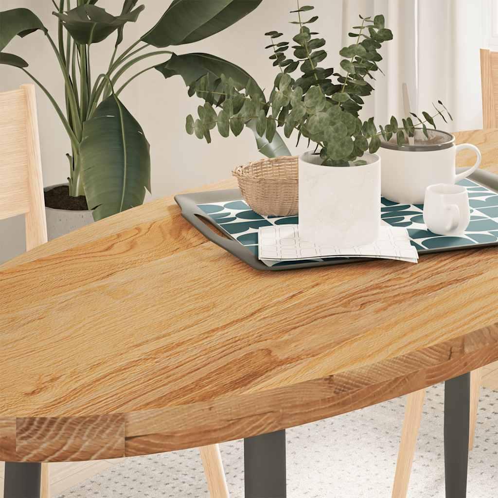 Bordplade Massivt Egetræ Oval - Lysebrun / 140 x 60 x 4 cm
