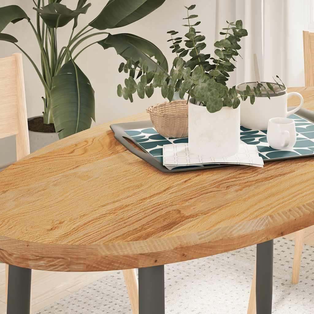 Bordplade Massivt Egetræ Oval - Lysebrun / 120 x 60 x 4 cm