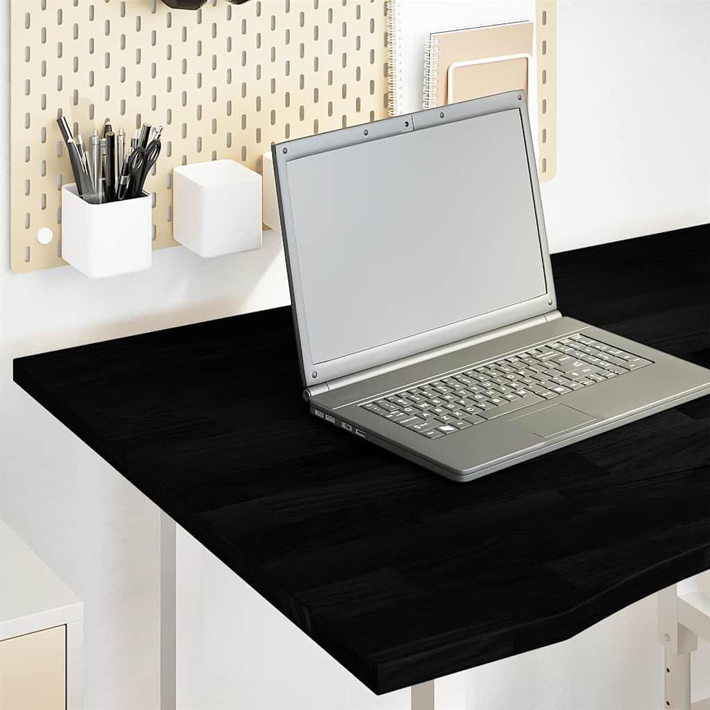 Bordplade 120X50X2,5 Cm Massivt Egetræ Rektangulær - Mørkebrun / 100 x 80 x 2.5 cm