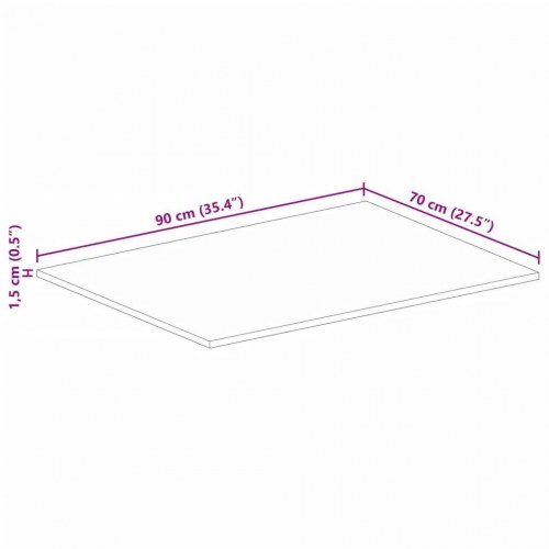 Bordplade i massivt genbrugstræ 90 x 70 cm - rektangulær