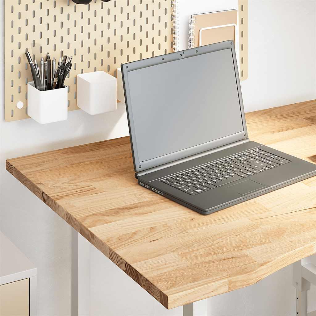 Bordplade 120X50X2,5 Cm Massivt Egetræ Rektangulær - Naturfarvet / 100 x 80 x 2.5 cm