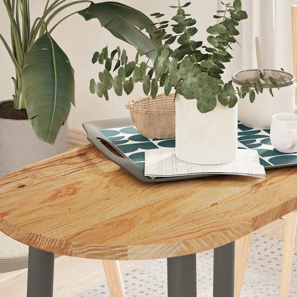Bordplade Massivt Egetræ Oval - Lysebrun / 80 x 40 x 2 cm