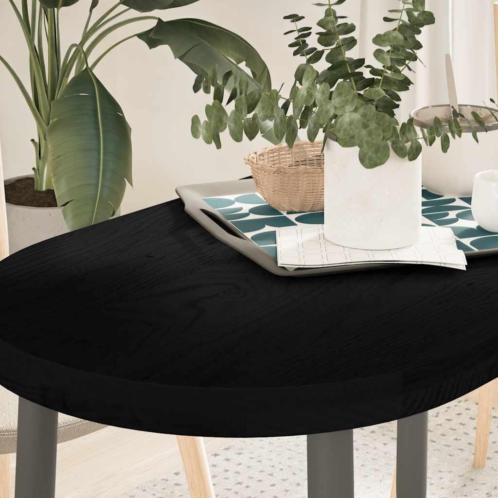 Bordplade Massivt Egetræ Oval - Mørkebrun / 100 x 50 x 4 cm