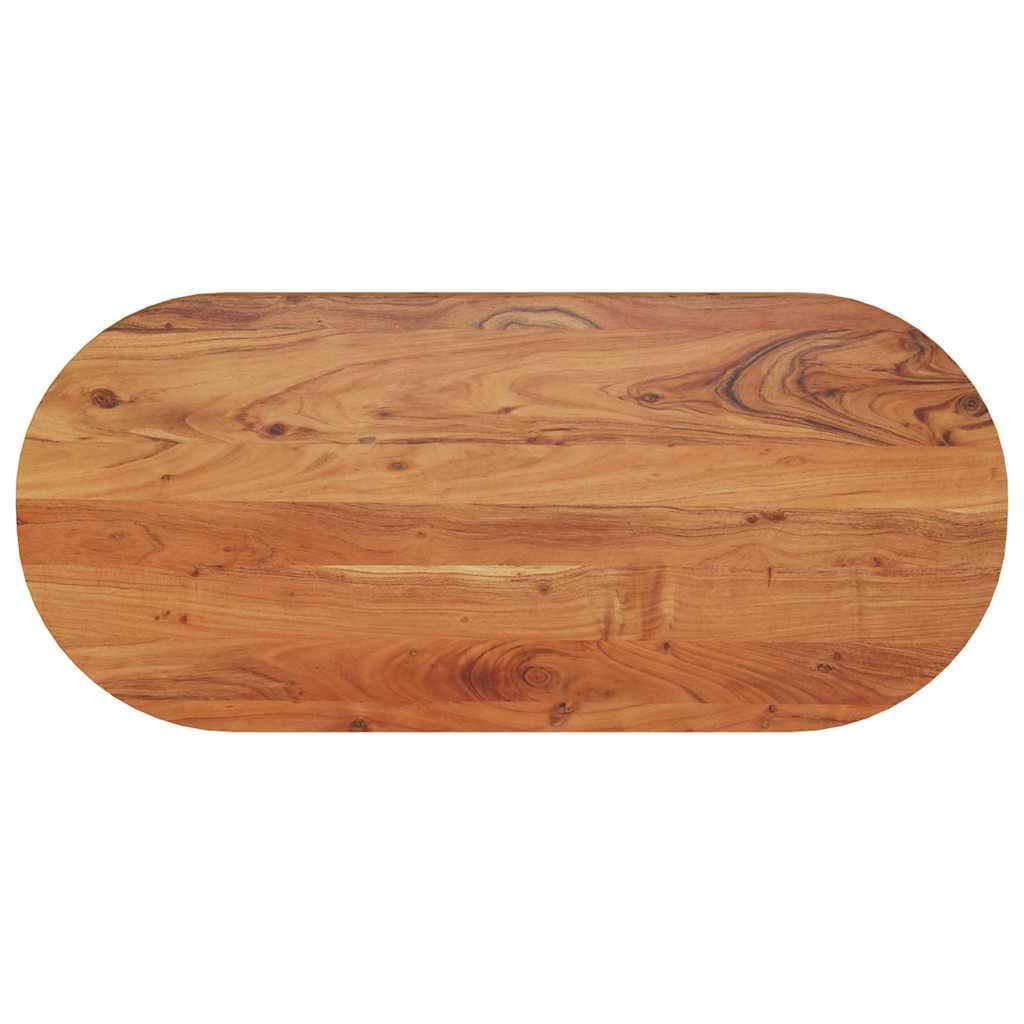 Bordplade 80X40X2,5 Cm Oval Massivt Akacietræ Akacietræ (Naturligt) - 90 x 40 cm / 38 mm