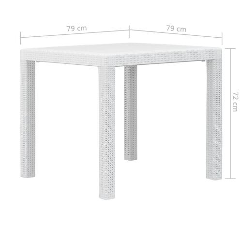 Udendørs spisebordssæt 5 dele plastik rattanlook hvid